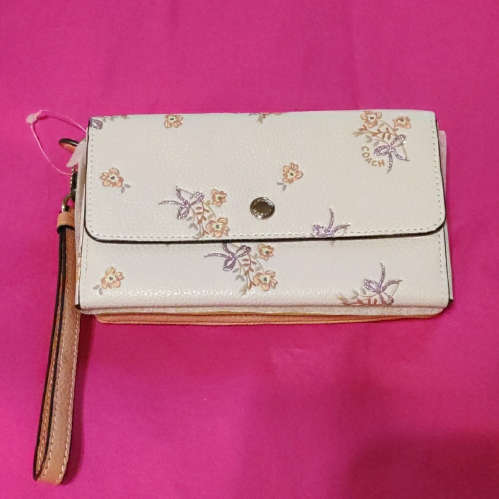 COACH floral Triple Small Wallet in Colorblock